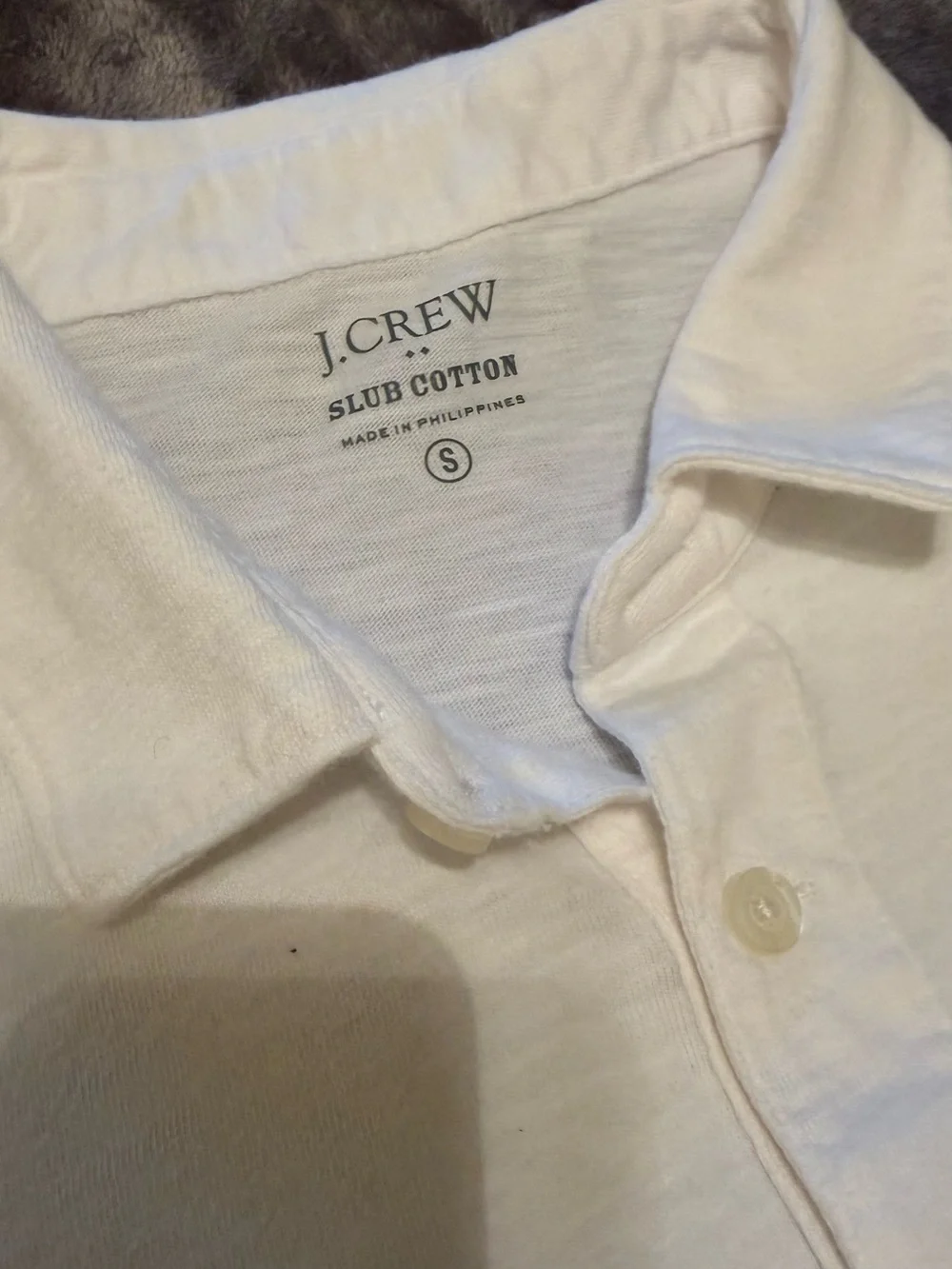 J. Crew | Slub Cotton White Men's Polo with Chest Pocket | Size = S